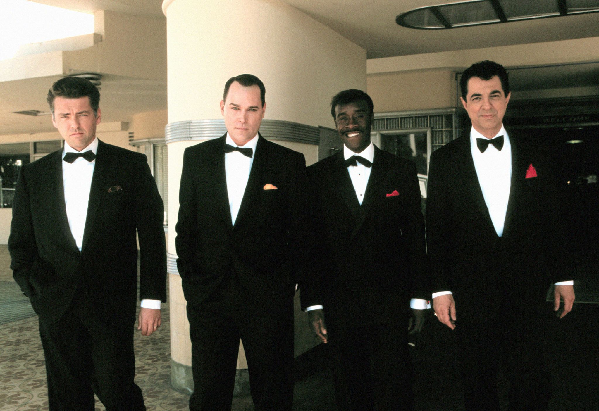 editorial use only no book cover usage mandatory credit photo by stephen vaughanhbooriginal filmkobalshutterstock 5880935h angus mcfadyen, ray liotta, don cheadle, joe mantegna the rat pack 1998 director rob cohen hbooriginal film usa television comedy