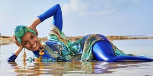 Blue, Water, Fun, Photography, Happy, Smile, Photo shoot, Long hair, Leisure, 