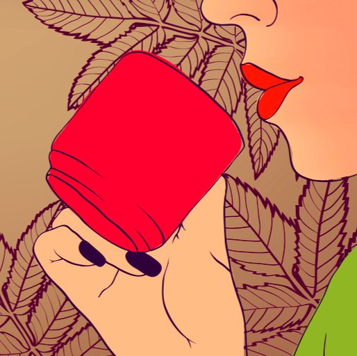 Red, Illustration, Leaf, Plant, Hand, Drink, Graphic design, Fictional character, Art, Animation, 