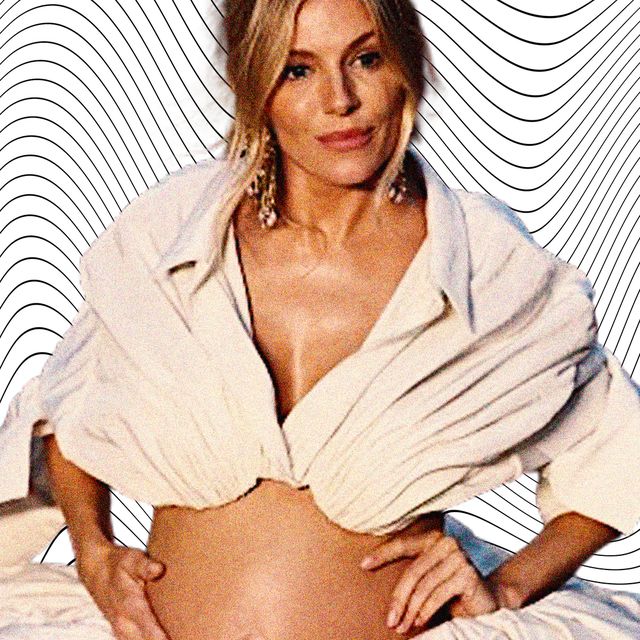 sienna miller wears a crop top to reveal her bump on the red carpet