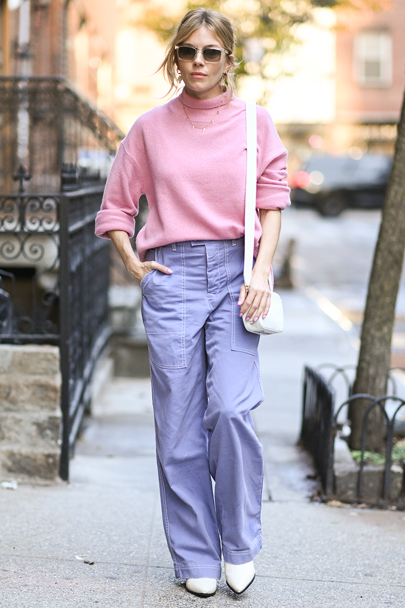 Sienna Miller's pink jumper gives 'Anatomy of a Scandal' vibes