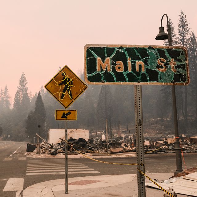 greenville, ca   august 08 street signs burned by the dixie fire stand on the corner of highway 89 and main street on august 8, 2021 in greenville, california the dixie fire, which has incinerated more than 463,000 acres, is the second largest recorded wildfire in state history and remains only 21 percent contained photo by david odishogetty images