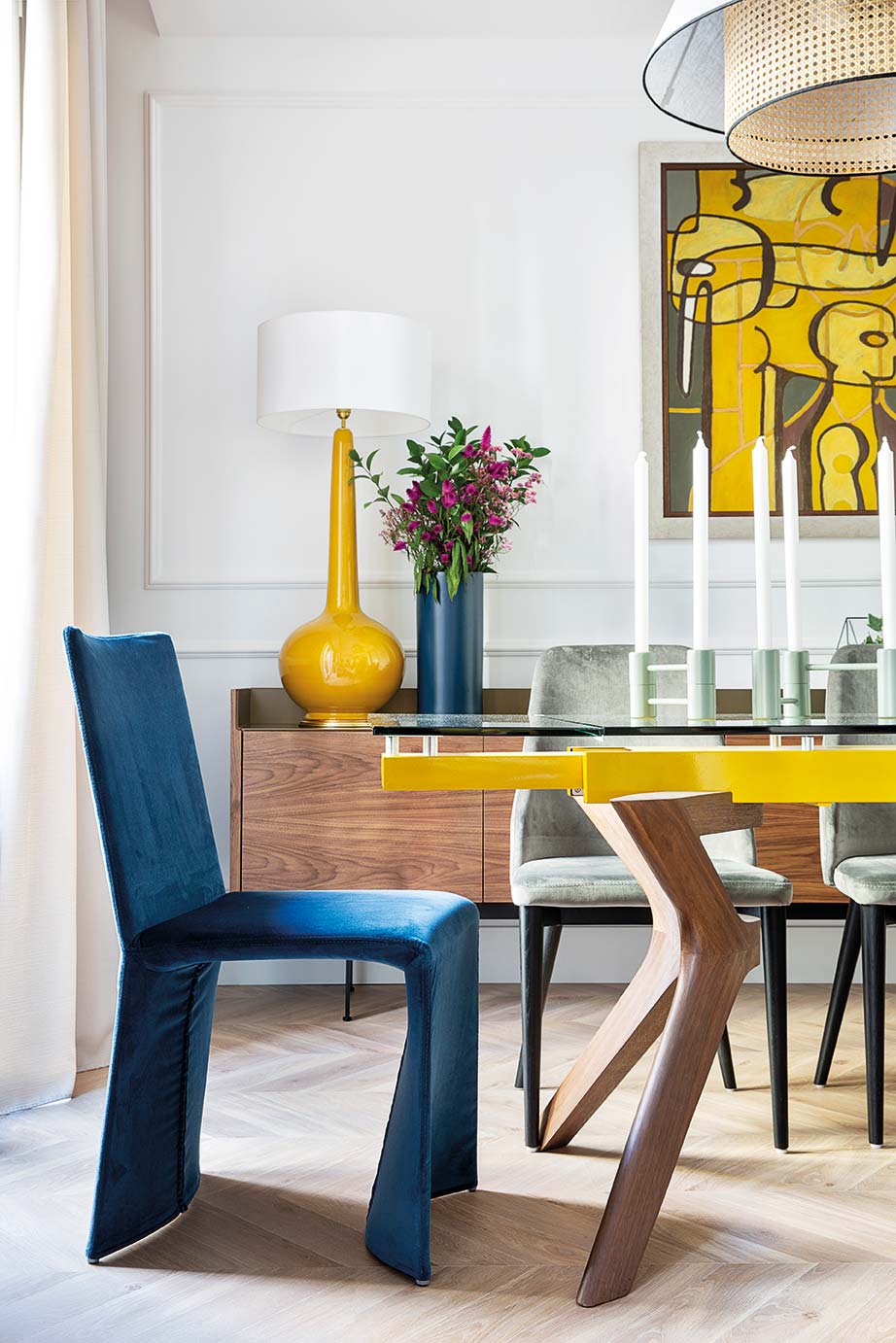 Furniture, Room, Dining room, Yellow, Table, Interior design, Chair, Coffee table, Kitchen & dining room table, Home, 
