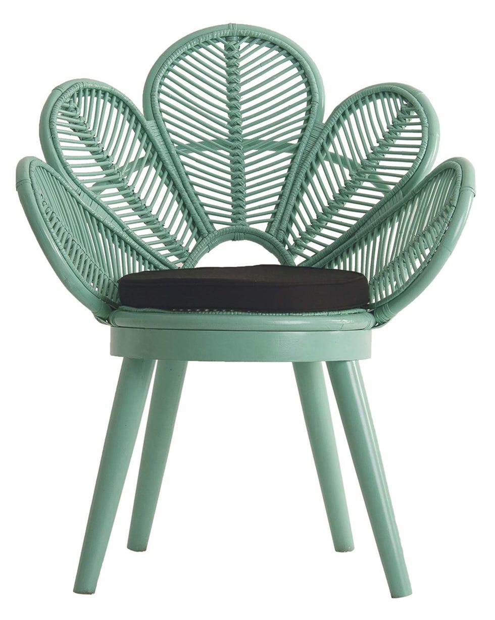 Sillón de ratán turquesa