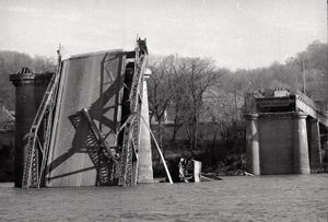 wreckage from the silver bridge collapse at point pleasant wv