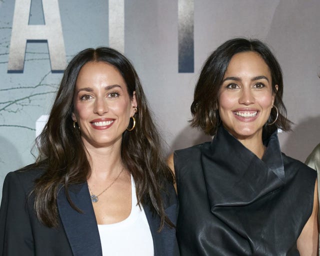 silvia alonso y megan montaner en la presentacion en el festval de vitoria de 'la caza irati'