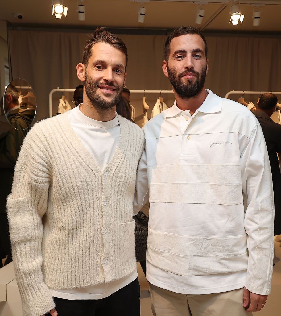 paris, france september 26 designer simon porte jacquemus and marco maestri attend the opening of the jacquemus boutique as part of paris fashion week at 27 avenue montaigne on september 26, 2022 in paris, france photo by marc piaseckiwireimage