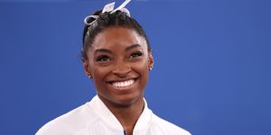 tokyo, japan   july 27 simone biles of team united states smiles during the womens team final on day four of the tokyo 2020 olympic games at ariake gymnastics centre on july 27, 2021 in tokyo, japan photo by laurence griffithsgetty images