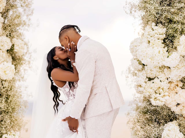 Simone Biles wore four Galia Lahav wedding gowns