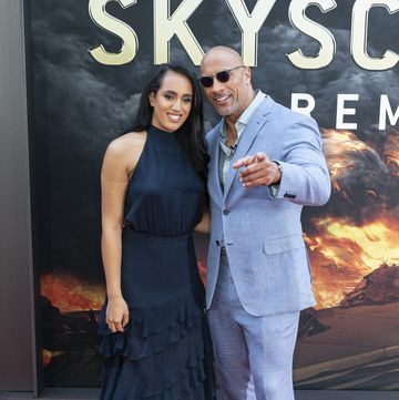 simone johnson and dwayne johnson attend the premiere of
