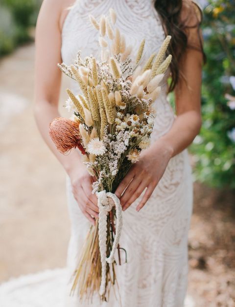 dried florals grass fall wedding bouquets