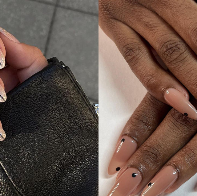 Trendy nail art, squily lines, press on coffin.