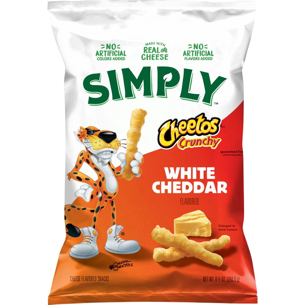 bag of simply cheetos crunchy white cheddar flavored snacks