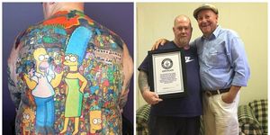 the simpsons, tattoo, back tattoo, guinness world record