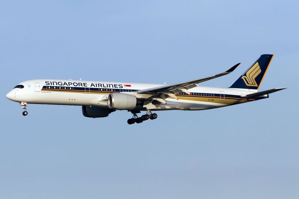 Singapore Airlines Airbus 350-900 seen landing at Rome...