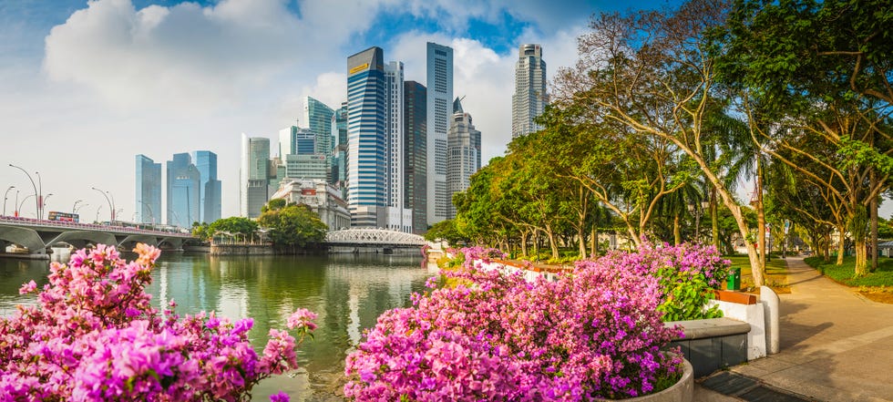 Singapore Marina Bay CBD skyscrapers crowded cityscape downtown core panorama