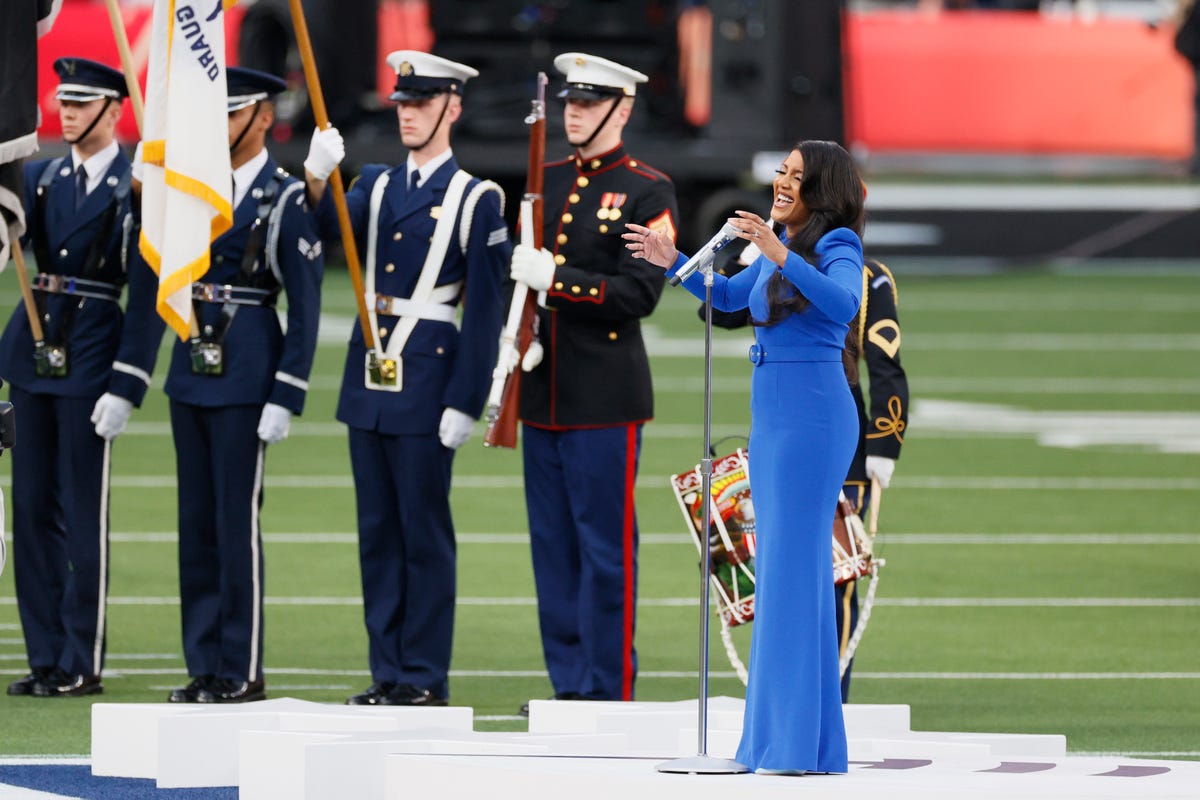 Watch country star Mickey Guyton perform the National Anthem at Super Bowl  LVI