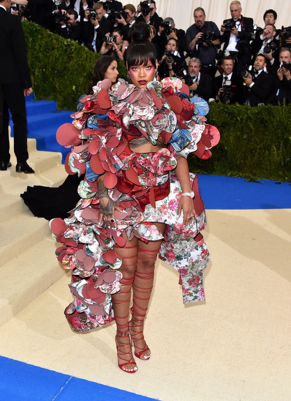 rihanna wearing spectacular gown at the "rei kawakubo comme des garcons art of the in between" costume institute gala