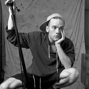michael stipe photographed in rem rehearsal studio, athens