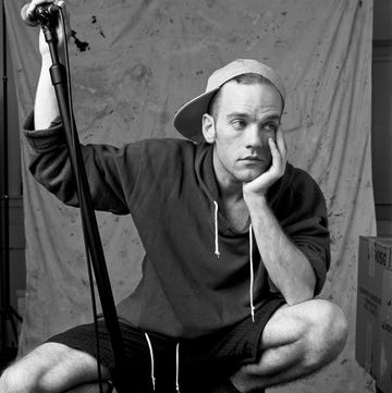 michael stipe photographed in rem rehearsal studio, athens