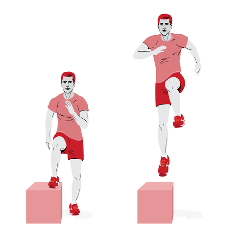 runner strength exercises single leg stride hops how to diagram