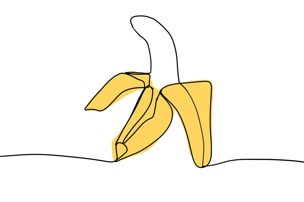 single line drawing of banana
