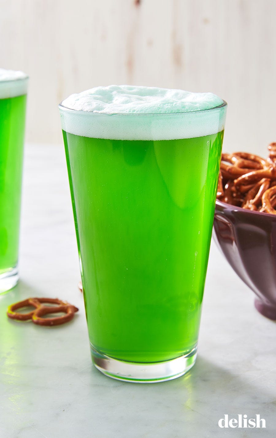 green beer in a pint glass
