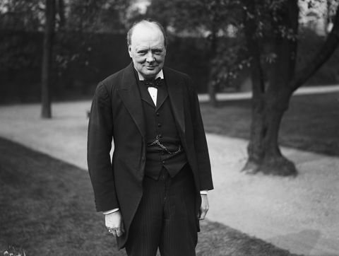 Sir Winston Churchill (1874 - 1965), in the garden of No 10 Downing Street. At this time he was Chancellor of the Exchequer.