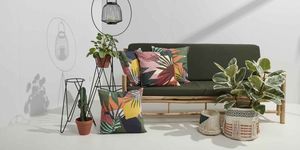 Living room, Furniture, Couch, Room, Interior design, Table, Houseplant, Plant, Coffee table, Flowerpot, 
