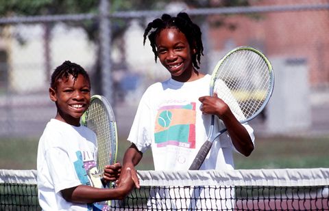 tennis players venus and serena williams practice in 1991 in compton