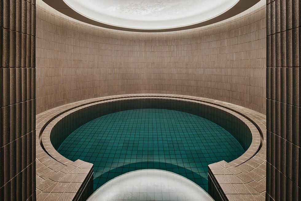 a pool in a building