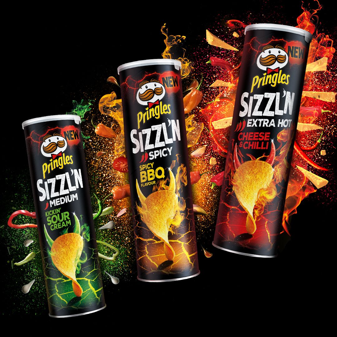 Pringles new Sizzl\'N classic twists on of spicy range flavours