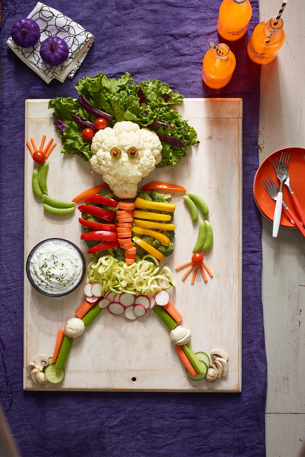 healthy halloween treats skeleton crudite