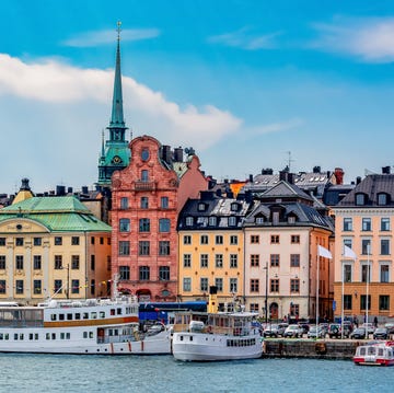 skeppsbron embankment in stockholm old town gamla stan, sweden