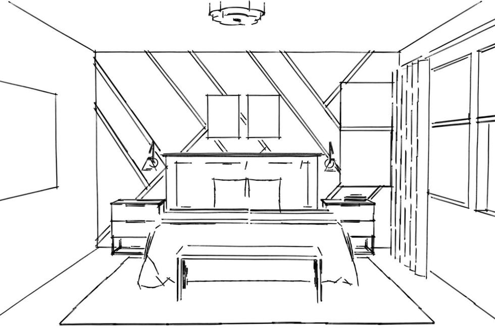 designer for a day kerrie kelly bedroom sketch