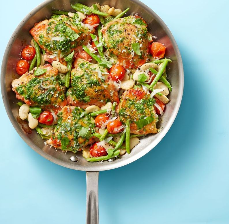 skillet pesto chicken and beans