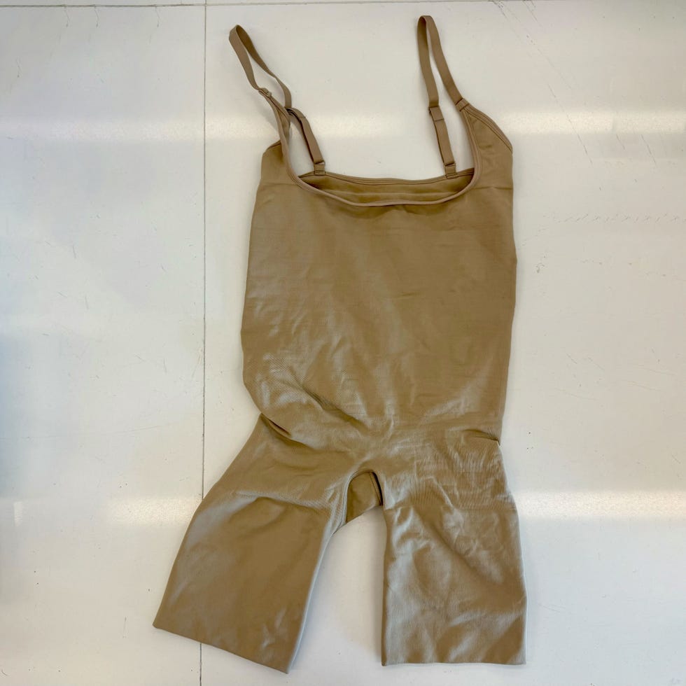 nudecolored bodysuit with adjustable straps and short legs from skims
