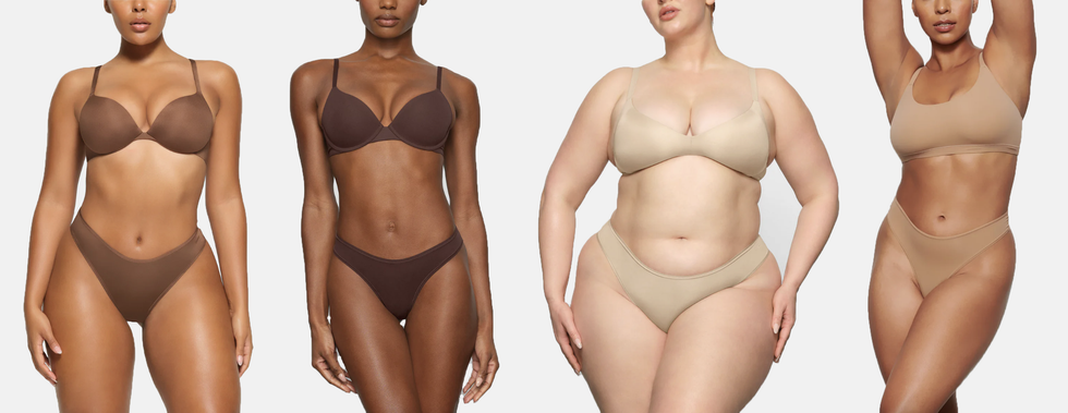 four models in skims bras and underwear