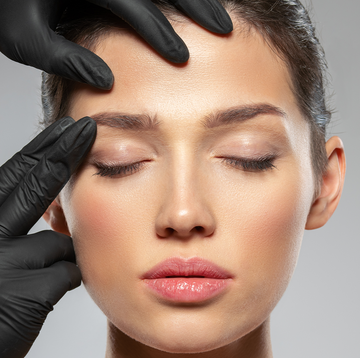 anti ageing injections a close up image of a woman with her eyes closed and having her face examined