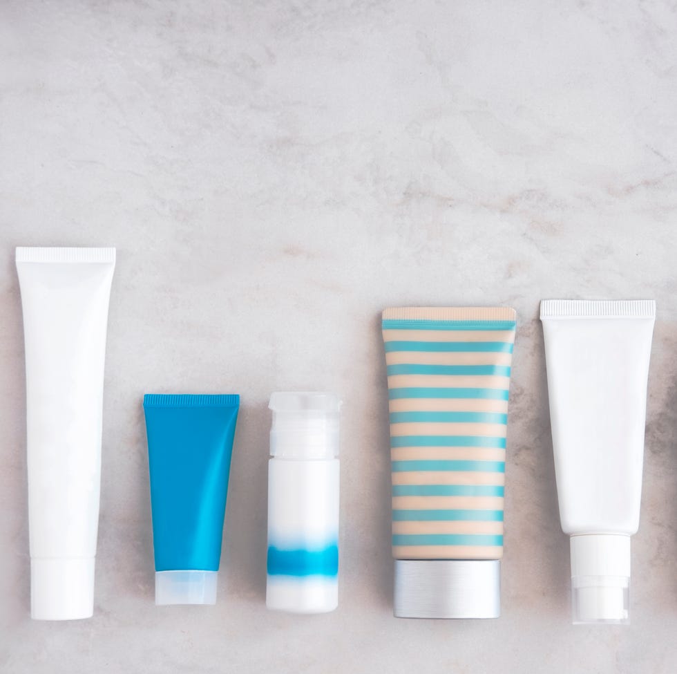 Skincare cosmetic products from above Skincare cosmetic products from above