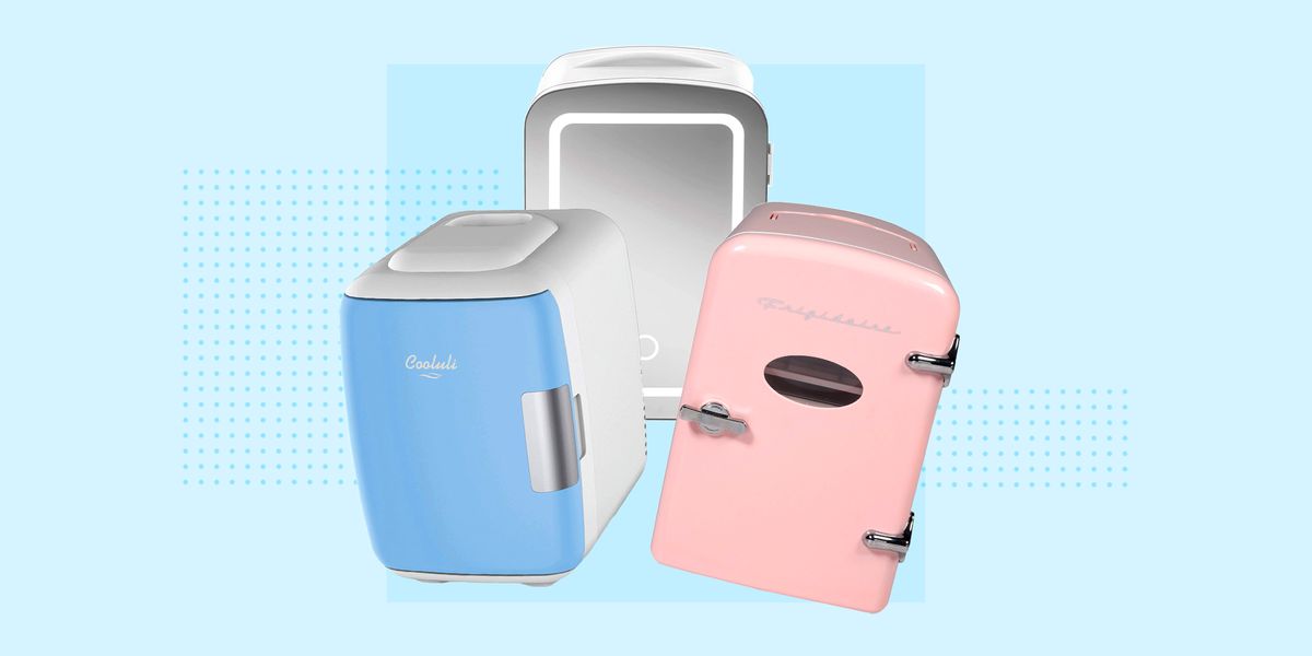 blue mirrored and pink skincare fridges