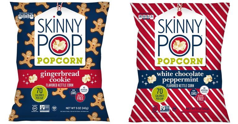 SkinnyPop's Gingerbread Cookie and White Chocolate Peppermint Popcorn Is So  Christmas - SkinnyPop Holiday Flavors