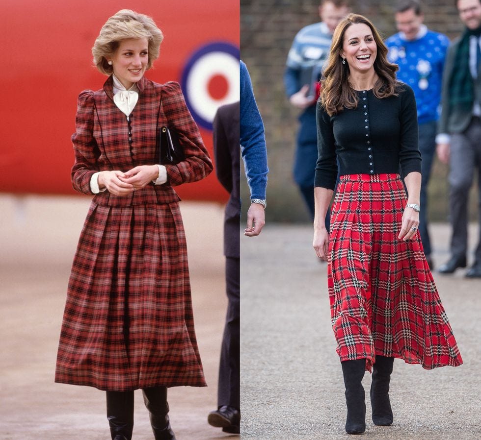 Kate Middleton and Princess Diana Wearing Plaid 