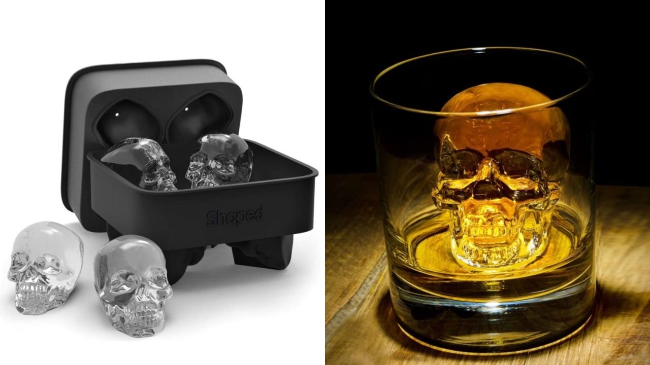 HAVOER Extra Large 3D Skull Silicone Mold 3 inch - Funny Ice Cube Trays for Whiskey, Cocktails - Halloween Skull Molds for Baking, Chocolate, Candy