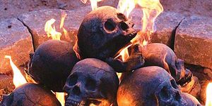skull fire logs halloween campfire