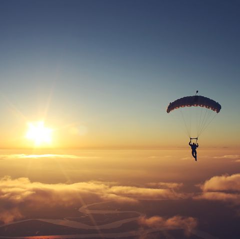 Skydiving sunset