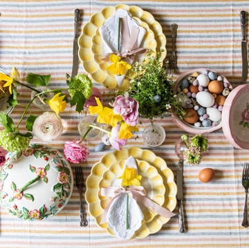 a table with plates and food