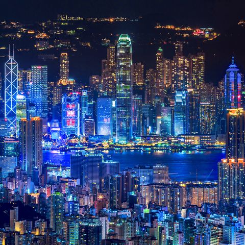 skyscrapers at night, hong kong skyline