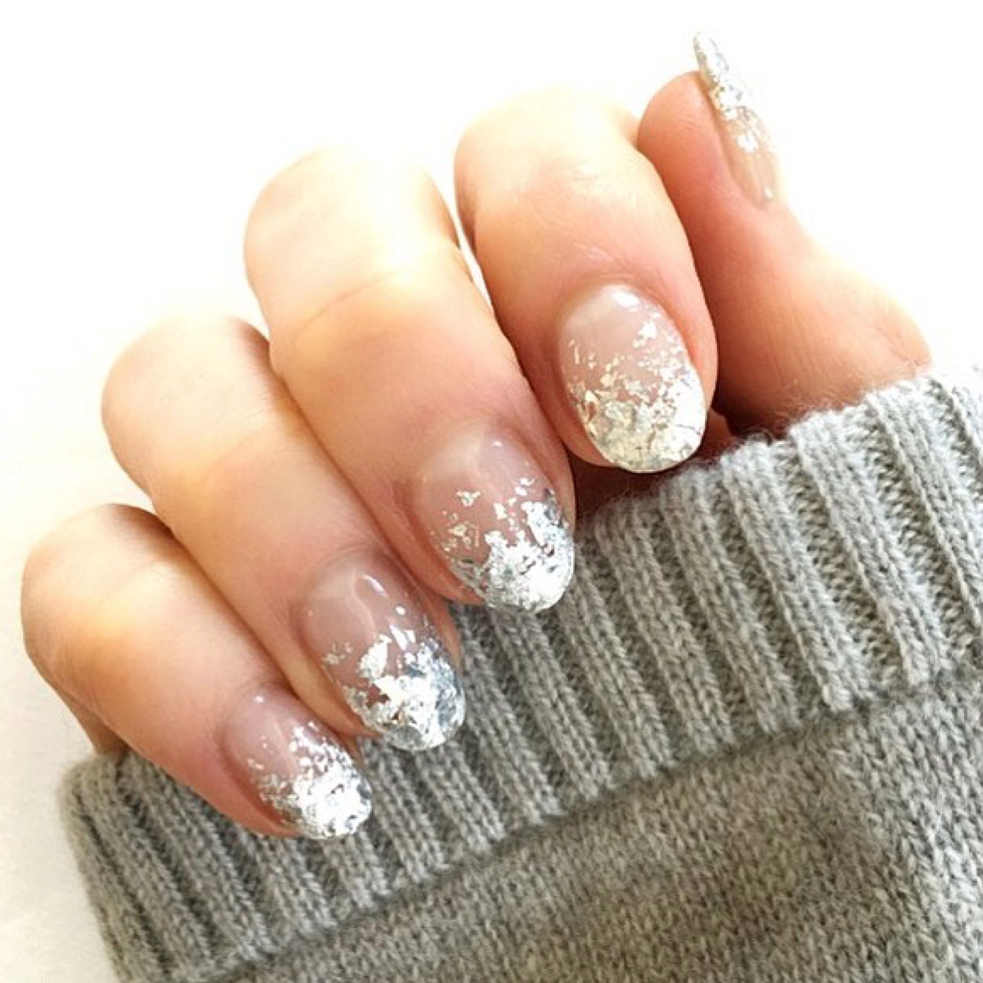 acrylic nails white glitter tips