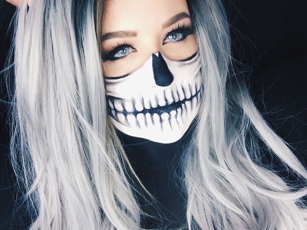 Skeleton Face Paint Tutorial For Halloween 2021 — Pretty Skeleton Makeup  Easy